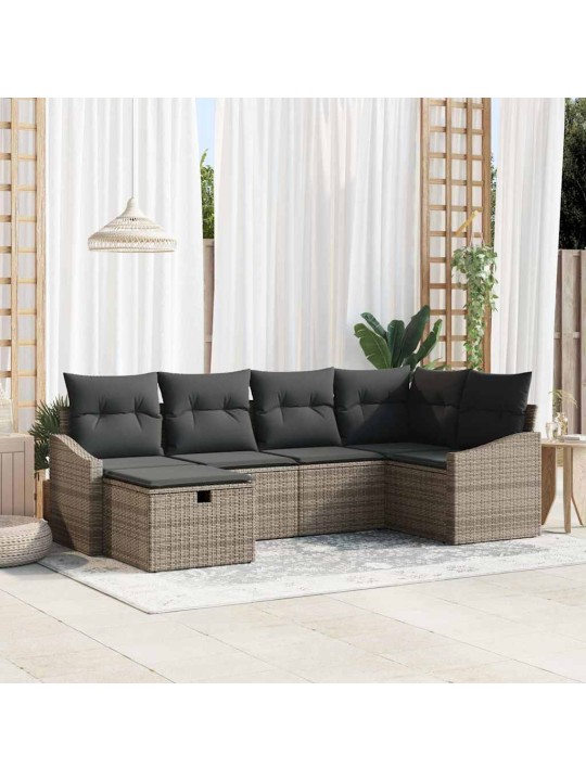 Dārza dīvānu komplekts ar spilvenu 6 pcs pelēka 55 x 62 x 69 cm