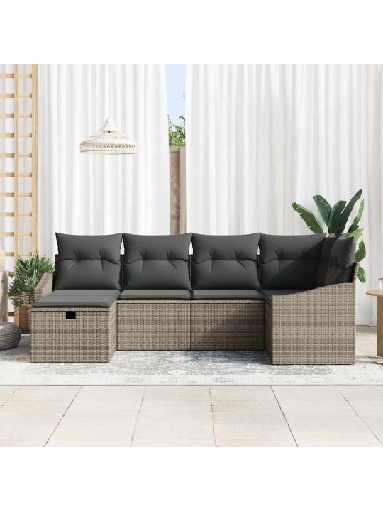 Dārza dīvānu komplekts ar spilvenu 6 pcs pelēka 55 x 62 x 69 cm