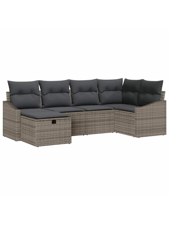 Dārza dīvānu komplekts ar spilvenu 6 pcs pelēka 55 x 62 x 69 cm