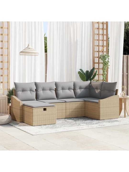 Dārza dīvānu komplekts ar spilvenu 6 pcs bēša 55 x 62 x 69 cm