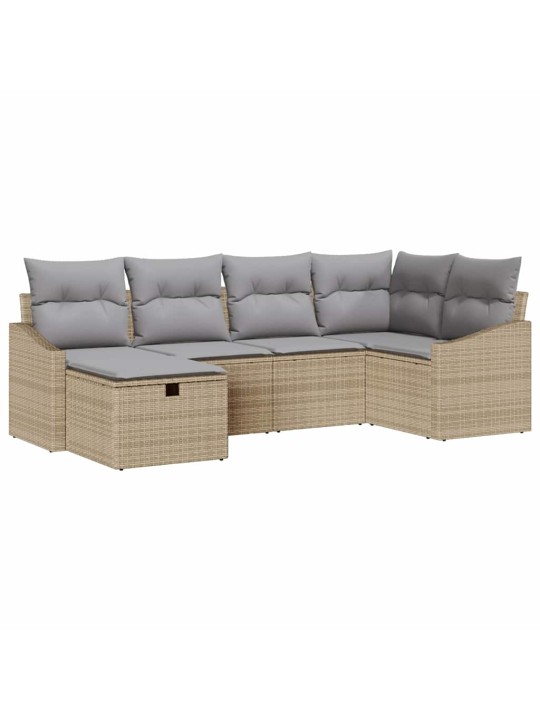 Dārza dīvānu komplekts ar spilvenu 6 pcs bēša 55 x 62 x 69 cm