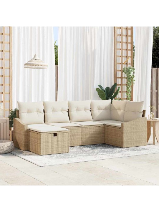 Dārza dīvānu komplekts ar spilvenu 6 pcs bēša 55 x 62 x 69 cm