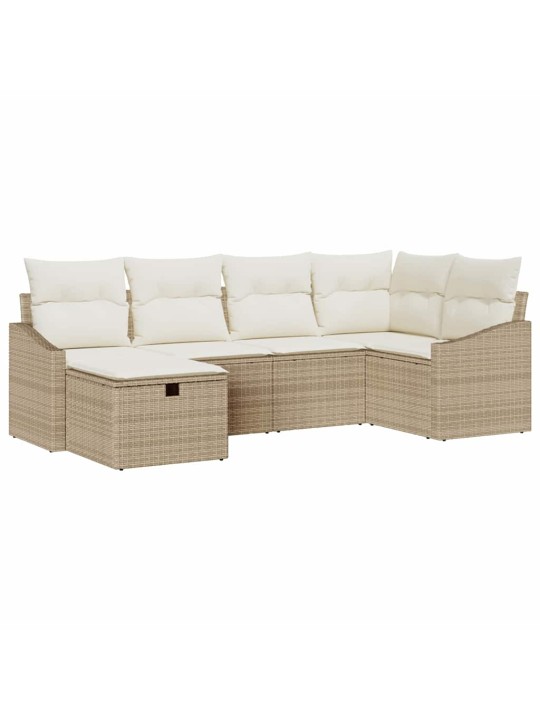 Dārza dīvānu komplekts ar spilvenu 6 pcs bēša 55 x 62 x 69 cm