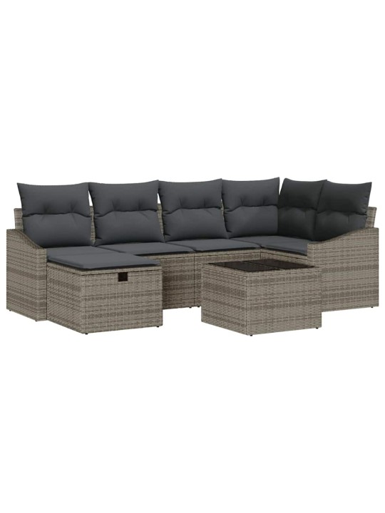 Dārza dīvānu komplekts ar spilvenu 7 pcs pelēka 55 x 62 x 69 cm