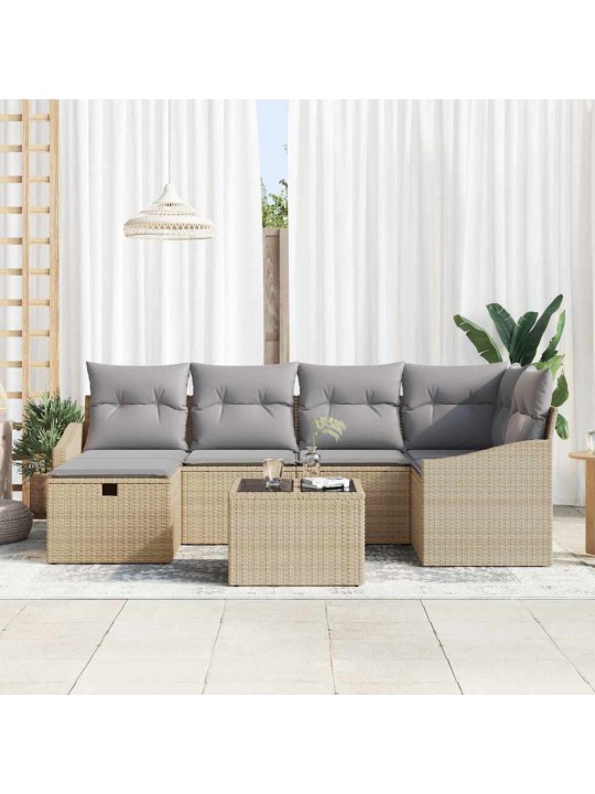 Dārza dīvānu komplekts ar spilvenu 7 pcs bēša 55 x 62 x 69 cm