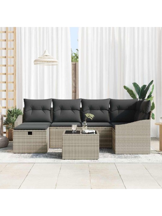 Dārza dīvānu komplekts 7 pcs gaiši pelēka 55 x 62 x 69 cm