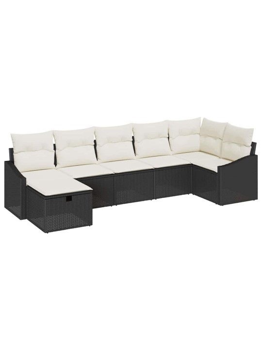 Dārza dīvānu komplekts ar spilvenu 7 pcs melna 55 x 62 x 69 cm