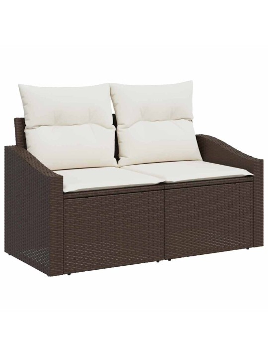 Dārza dīvānu komplekts ar spilvenu 7 pcs brūna 55 x 62 x 69 cm