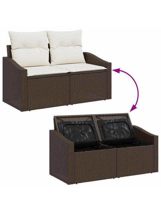 Dārza dīvānu komplekts ar spilvenu 7 pcs brūna 55 x 62 x 69 cm
