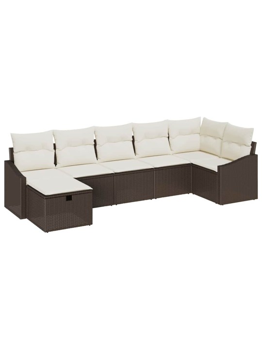 Dārza dīvānu komplekts ar spilvenu 7 pcs brūna 55 x 62 x 69 cm