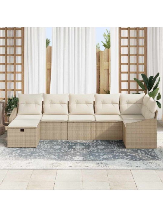 Dārza dīvānu komplekts ar spilvenu 7 pcs bēša 55 x 62 x 69 cm