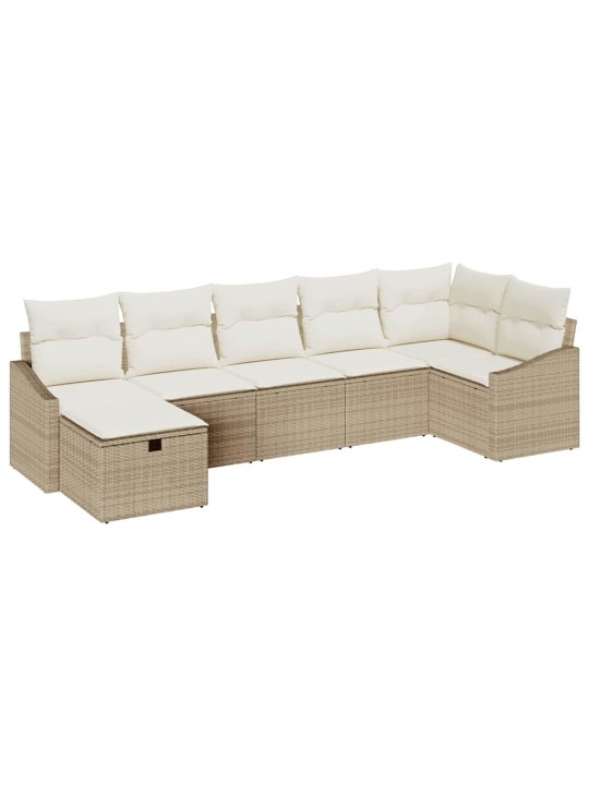 Dārza dīvānu komplekts ar spilvenu 7 pcs bēša 55 x 62 x 69 cm