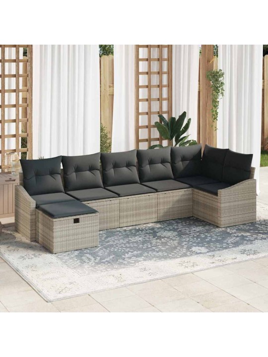 Dārza dīvānu komplekts 7 pcs gaiši pelēka 55 x 62 x 69 cm
