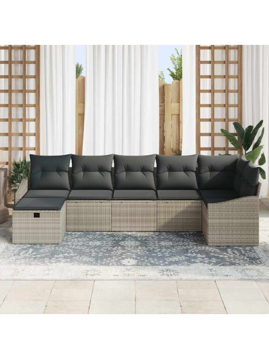 Dārza dīvānu komplekts 7 pcs gaiši pelēka 55 x 62 x 69 cm