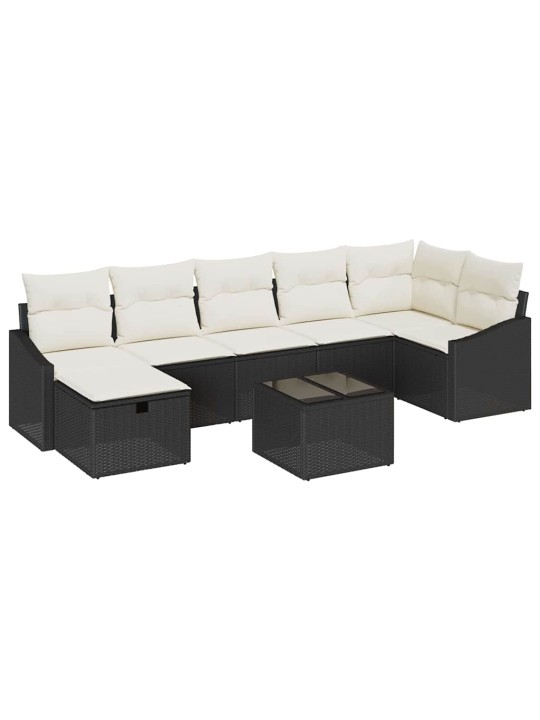 Dārza dīvānu komplekts ar spilvenu 8 pcs melna 55 x 62 x 69 cm