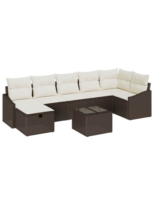 Dārza dīvānu komplekts ar spilvenu 8 pcs brūna 55 x 62 x 69 cm