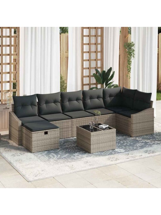 Dārza dīvānu komplekts ar spilvenu 8 pcs pelēka 55 x 62 x 69 cm