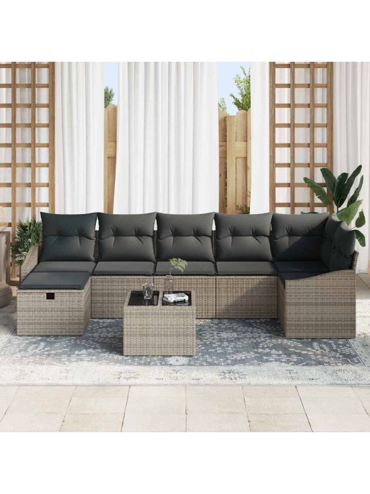 Dārza dīvānu komplekts ar spilvenu 8 pcs pelēka 55 x 62 x 69 cm