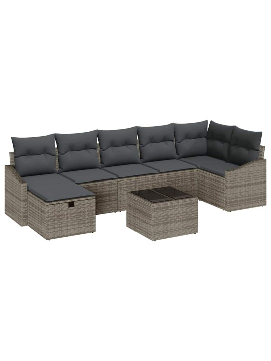 Dārza dīvānu komplekts ar spilvenu 8 pcs pelēka 55 x 62 x 69 cm