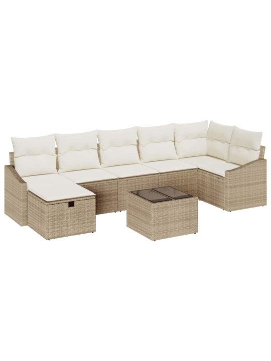 Dārza dīvānu komplekts ar spilvenu 8 pcs bēša 55 x 62 x 69 cm
