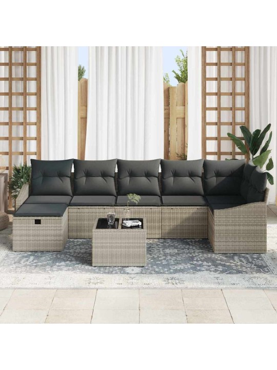 Dārza dīvānu komplekts 8 pcs gaiši pelēka 55 x 62 x 69 cm