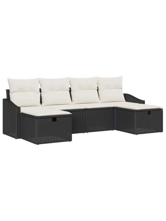 Dārza dīvānu komplekts ar spilvenu 6 pcs melna 55 x 62 x 69 cm