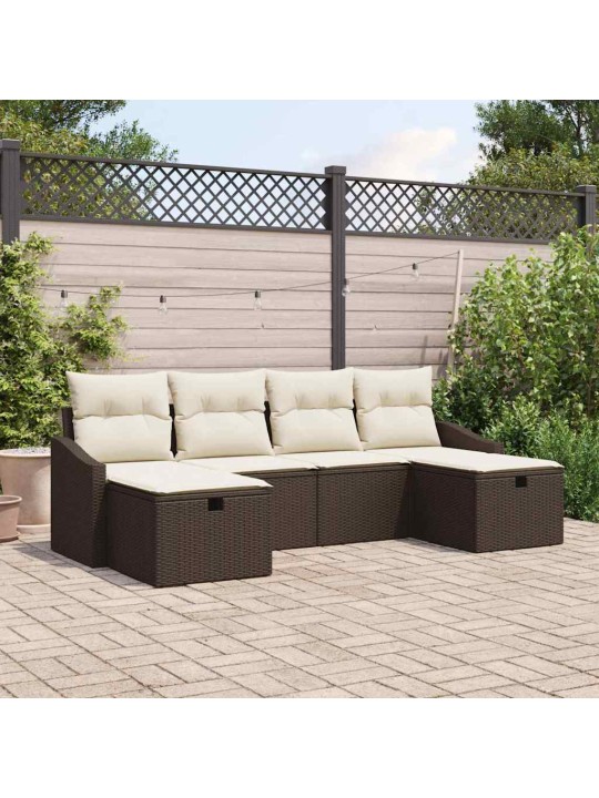 Dārza dīvānu komplekts ar spilvenu 6 pcs brūna 55 x 62 x 69 cm