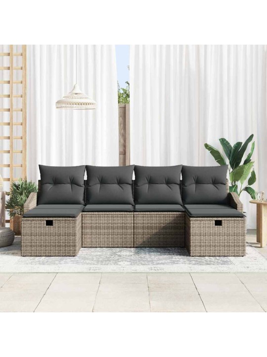 Dārza dīvānu komplekts ar spilvenu 6 pcs pelēka 55 x 62 x 69 cm