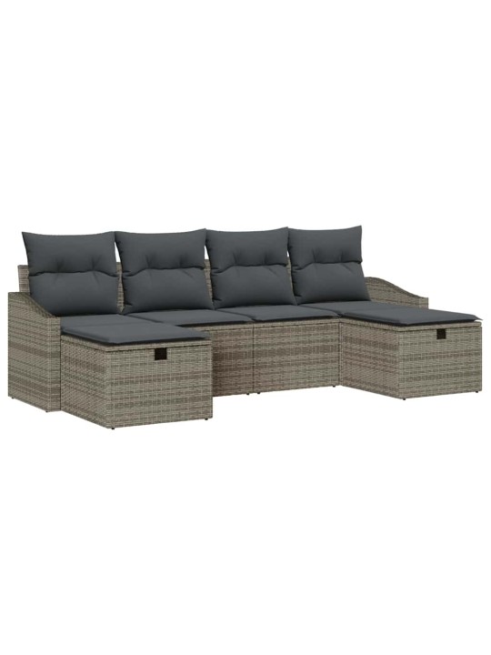Dārza dīvānu komplekts ar spilvenu 6 pcs pelēka 55 x 62 x 69 cm