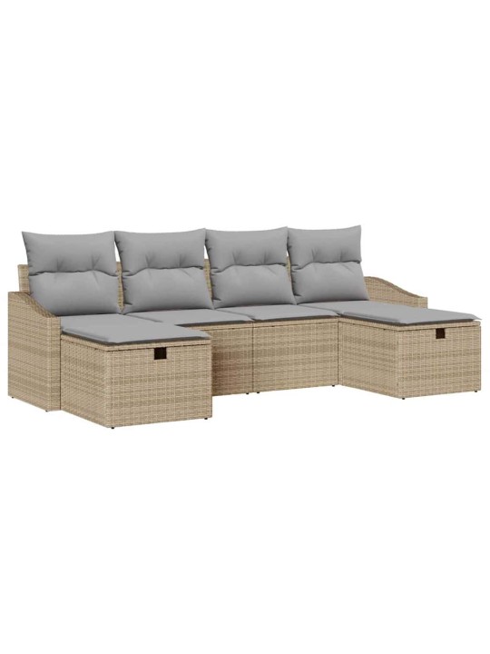 Dārza dīvānu komplekts ar spilvenu 6 pcs bēša 55 x 62 x 69 cm