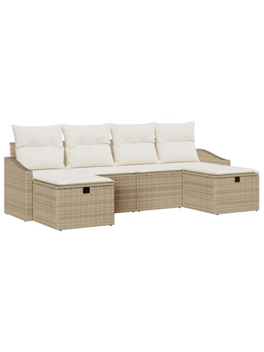Dārza dīvānu komplekts ar spilvenu 6 pcs bēša 55 x 62 x 69 cm