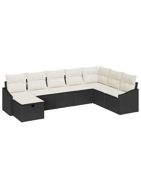Dārza dīvānu komplekts ar spilvenu 8 pcs melna 55 x 62 x 69 cm