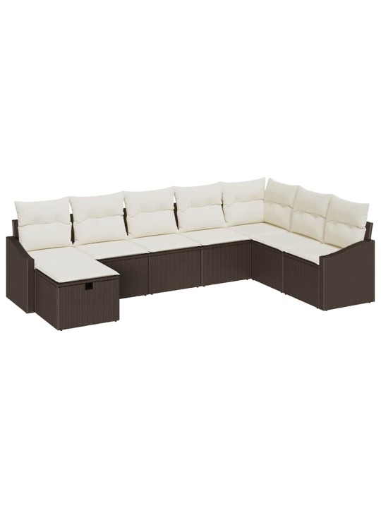 Dārza dīvānu komplekts ar spilvenu 8 pcs brūna 55 x 62 x 69 cm
