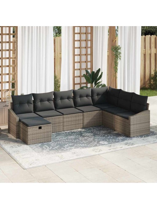 Dārza dīvānu komplekts ar spilvenu 8 pcs pelēka 55 x 62 x 69 cm
