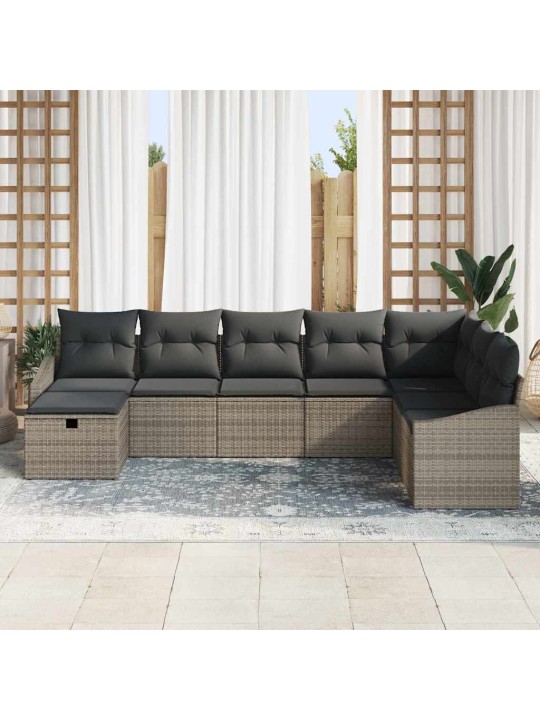 Dārza dīvānu komplekts ar spilvenu 8 pcs pelēka 55 x 62 x 69 cm