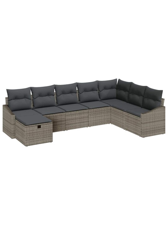 Dārza dīvānu komplekts ar spilvenu 8 pcs pelēka 55 x 62 x 69 cm