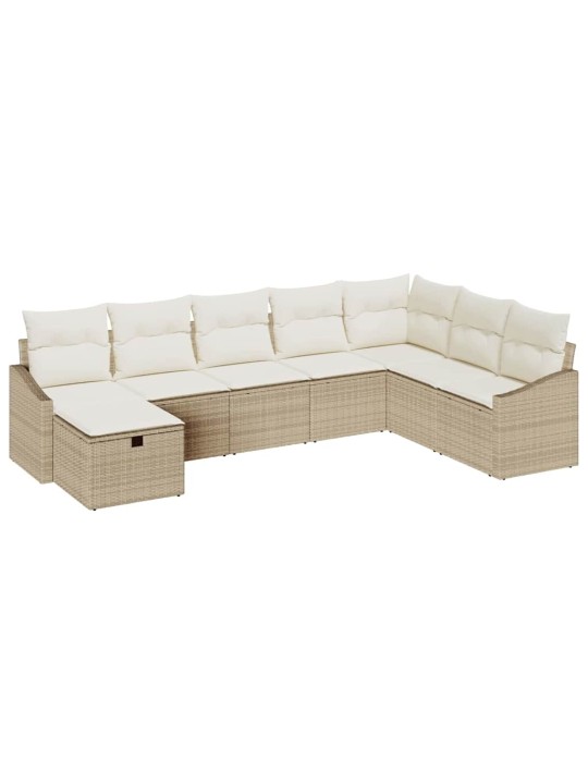 Dārza dīvānu komplekts ar spilvenu 8 pcs bēša 55 x 62 x 69 cm
