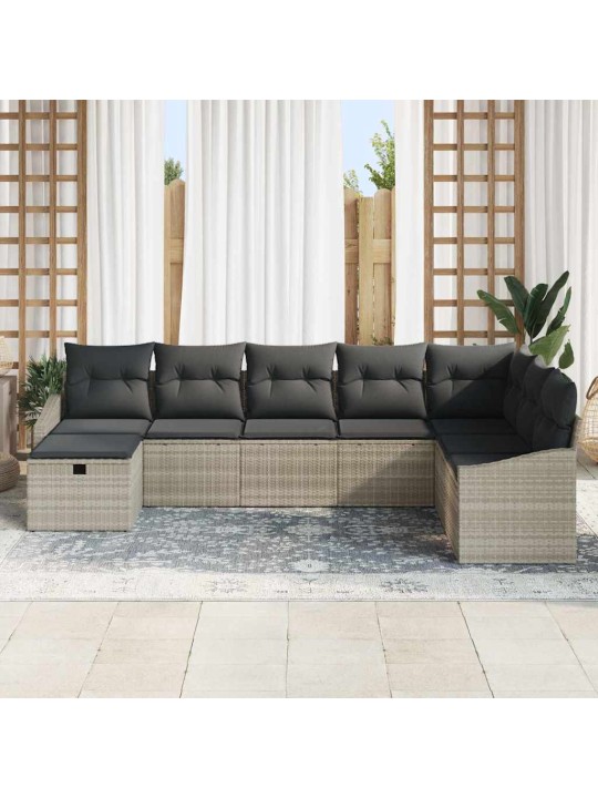 Dārza dīvānu komplekts 8 pcs gaiši pelēka 55 x 62 x 69 cm