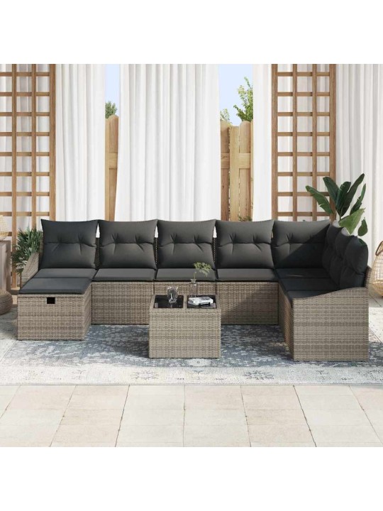 Dārza dīvānu komplekts ar spilvenu 9 pcs pelēka 55 x 62 x 69 cm