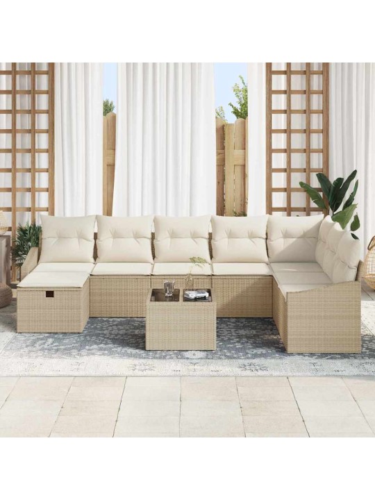 Dārza dīvānu komplekts ar spilvenu 9 pcs bēša 55 x 62 x 69 cm