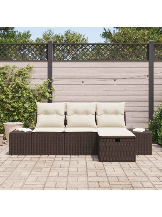 Dārza dīvānu komplekts ar spilvenu 4 pcs brūna 55 x 62 x 69 cm