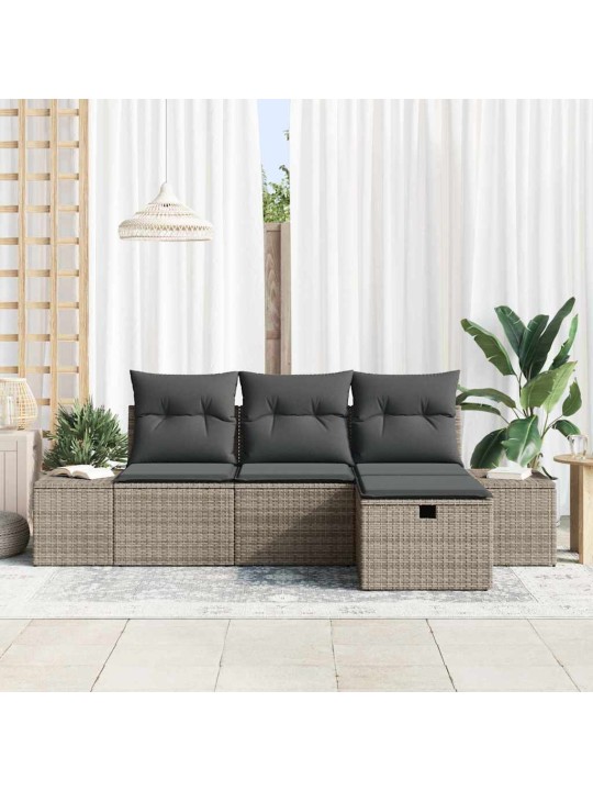 Dārza dīvānu komplekts ar spilvenu 4 pcs pelēka 55 x 62 x 69 cm