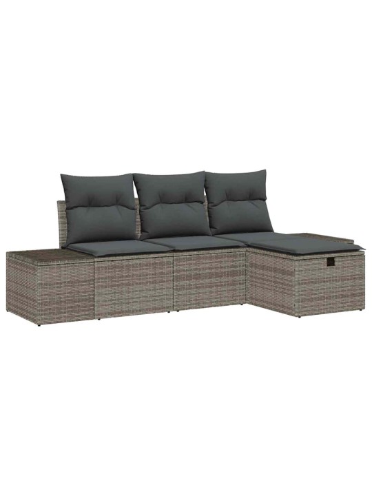 Dārza dīvānu komplekts ar spilvenu 4 pcs pelēka 55 x 62 x 69 cm