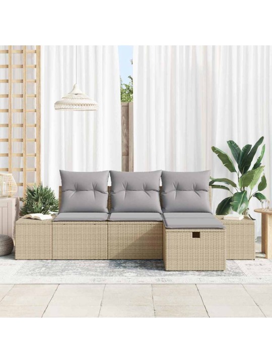 Dārza dīvānu komplekts ar spilvenu 4 pcs bēša 55 x 62 x 69 cm