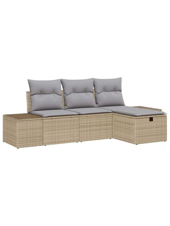 Dārza dīvānu komplekts ar spilvenu 4 pcs bēša 55 x 62 x 69 cm