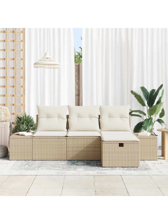 Dārza dīvānu komplekts ar spilvenu 4 pcs bēša 55 x 62 x 69 cm
