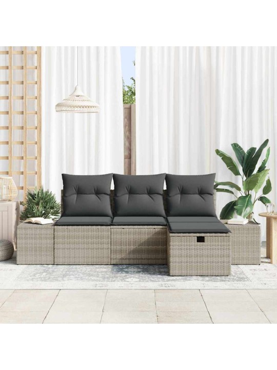 Dārza dīvānu komplekts 4 pcs gaiši pelēka 55 x 62 x 69 cm
