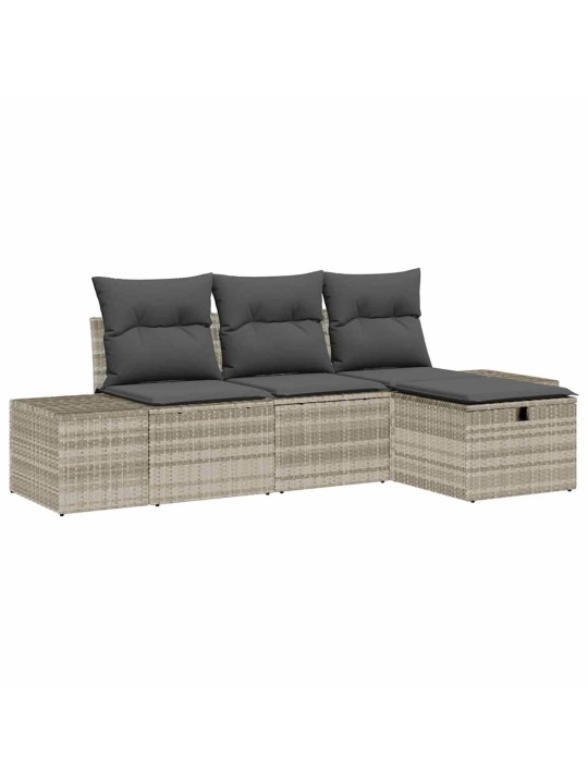 Dārza dīvānu komplekts 4 pcs gaiši pelēka 55 x 62 x 69 cm
