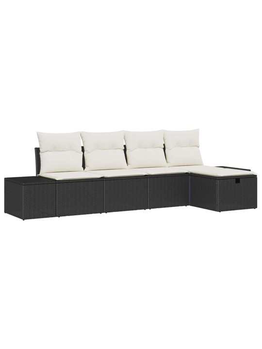 Dārza dīvānu komplekts ar spilvenu 5 pcs melna 55 x 62 x 69 cm