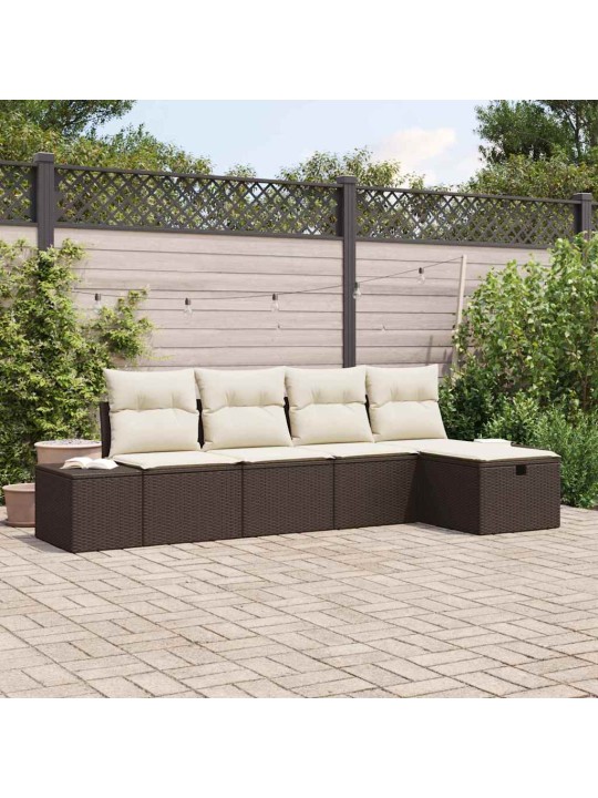 Dārza dīvānu komplekts ar spilvenu 5 pcs brūna 55 x 62 x 69 cm